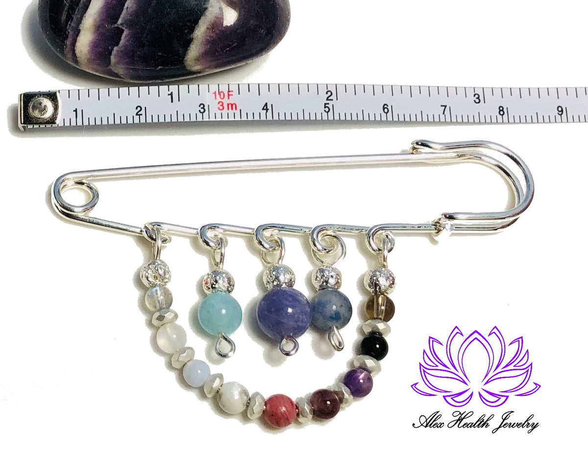 Stress and Anxiety Holistic Crystal Brooch Safety Pin – Alex