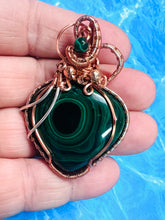 Load image into Gallery viewer, Handmade Malachite Copper Wirework Pendant 2 - Healing Mystical Crystal