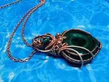 Load image into Gallery viewer, Handmade Malachite Copper Wirework Pendant 2 - Healing Mystical Crystal