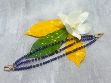 Load image into Gallery viewer, Amethyst Blossom Whisper - Elegant Triple Band 18kt Gold Bracelet