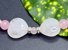 Load image into Gallery viewer, Two Hearts Rose Quartz Silver Bracelet