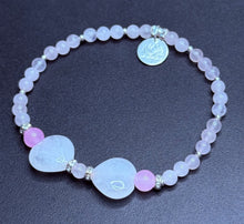 Load image into Gallery viewer, Two Hearts Rose Quartz Silver Bracelet