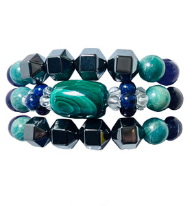 Companion Bracelets for Essential Tremor Malachite Lapis Lazuli