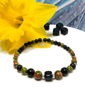 EMF Unakite Shungite Holistic Protection Bracelet -  Cell Phones, Laptops, WiFi Signal Radiation