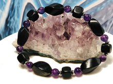 Load image into Gallery viewer, Enhanced EMF Shungite Amethyst  Holistic Protection Bracelet -  Cell Phones, Laptops, WiFi Signal Radiation