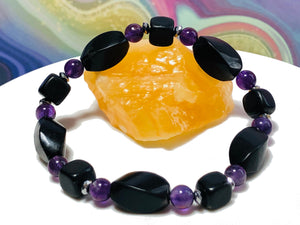 Enhanced EMF Shungite Amethyst  Holistic Protection Bracelet -  Cell Phones, Laptops, WiFi Signal Radiation
