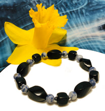 Load image into Gallery viewer, Enhanced EMF Shungite Sodalite Holistic Protection Bracelet -  Cell Phones, Laptops, WiFi Signal Radiation
