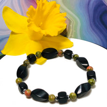 Load image into Gallery viewer, Enhanced EMF Shungite Unakite Protection Bracelet - Cell Phones, Laptops, WiFi Radiation