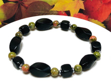 Load image into Gallery viewer, Enhanced EMF Shungite Unakite Protection Bracelet - Cell Phones, Laptops, WiFi Radiation