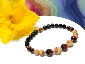 Red Tiger Eye Picture Jasper Holistic Bracelet - Stress |  Anxiety  |  Focus  |  Calm  |  Protection  |  Good Luck  |  Relax