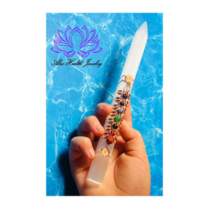 Holistic Energy Chakra Selenite Wand - Cleansing, Meditation, Balancing, Healing