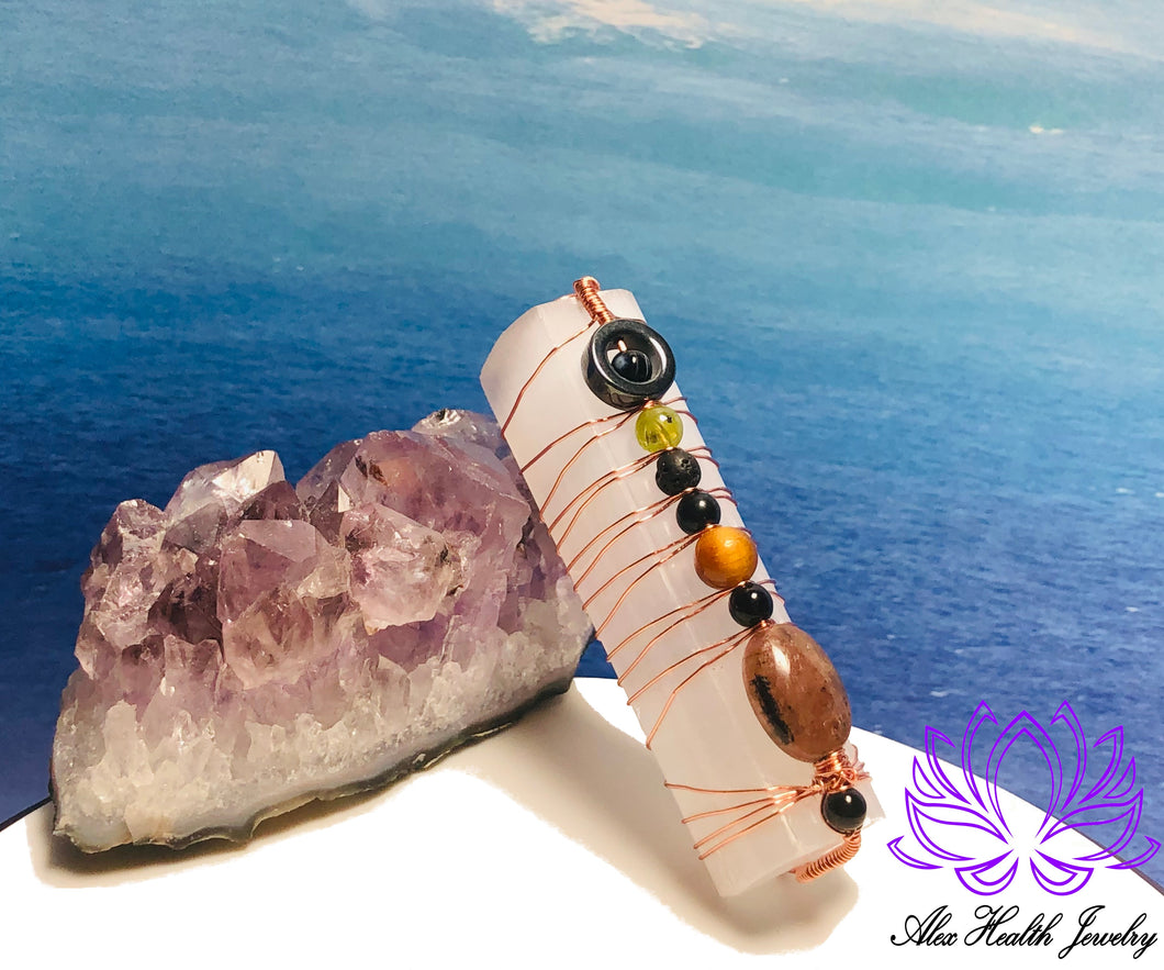 Protection Talisman Crystal Selenite Stick Wand from Alex Health Jewelry