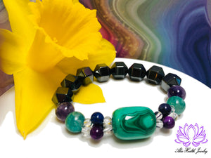 Set: Essential Tremor Malachite and Companion I Bracelets | Heavy Weighted | Eating | Hand Shaking | Support
