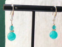 Load image into Gallery viewer, Amazonite Drop Silver Plated Hook Earrings