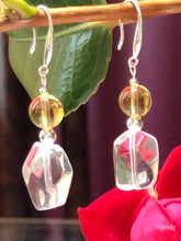 Load image into Gallery viewer, Citrine and Freeform Quartz 925 Silver Drop Hook Earrings