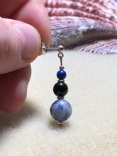 Load image into Gallery viewer, Sodalite- Black Onyx Ball Drop 925 Silver Earrings