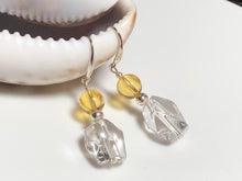 Load image into Gallery viewer, Citrine and Freeform Quartz 925 Silver Drop Hook Earrings