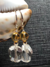 Load image into Gallery viewer, Citrine and Freeform Quartz 925 Silver Drop Hook Earrings