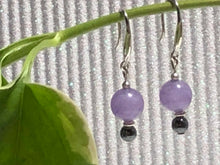 Load image into Gallery viewer, Angelite and Hematite 925 Silver Drop Hook Earrings