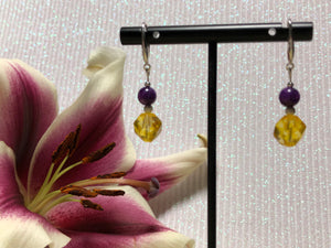 Protection from Negativity  - Sugilite and Citrine Silver Earrings