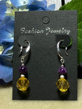 Load image into Gallery viewer, Sugilite and Citrine Ball 925 Sterling Earrings