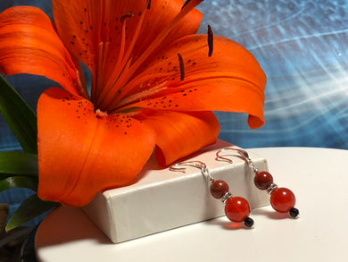 Red Jasper Carnelian 925 Silver Earrings