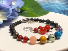 Load image into Gallery viewer, Advanced Chakra Bracelet with Magnetic Clasp and Silver Lotus Charm