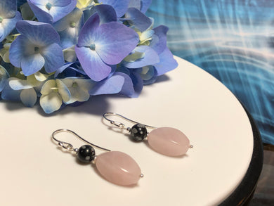 Sheppard Rose Quartz Snowflake Obsidian 925 Earrings