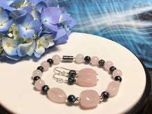 Load image into Gallery viewer, Sheppard Rose Quartz Snowflake Obsidian 925 Earrings