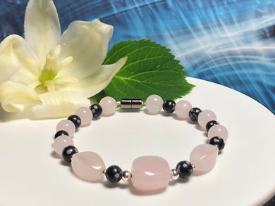 Forgiveness and Understanding Bracelet Rose Quartz Snowflake Obsidian