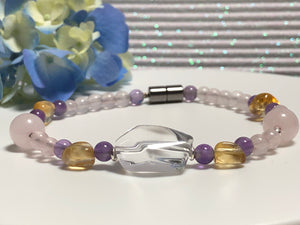 Lover's Passion Citrine Rose Quartz Magnetic Clasp Bracelet
