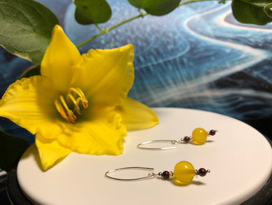 Nurse - Doctor - Medical Professional - Yellow Agate Mookaite Long Hook 925 Silver Earrings