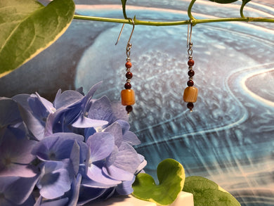 Sheppard Hook Botswana Agate Mookaite 925 Silver Earrings