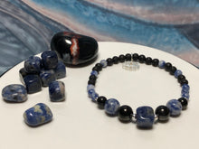 Load image into Gallery viewer, EMF Sodalite Shungite Protection Bracelet and Earrings Set