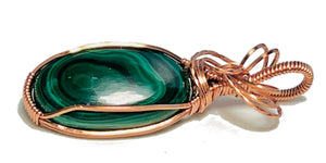 Handmade Malachite Copper Wirework Pendant - Healing Mystical Crystal
