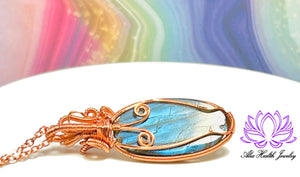 Handmade Labradorite Copper Wirework Pendant 2 - Protection Mystical Crystal