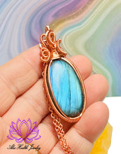 Load image into Gallery viewer, Handmade Labradorite Copper Wirework Pendant 2 - Protection Mystical Crystal