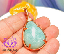 Load image into Gallery viewer, Handmade Amazonite Copper Wirework Pendant 2 - Prosperity, Luck, Health, Calm