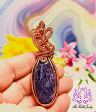 Load image into Gallery viewer, Handmade Charoite Copper Wirework Pendant 2 - Healers Stone - Anxiety - Reiki