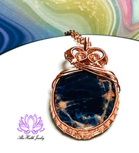 Load image into Gallery viewer, Handmade Orange Sodalite Copper Wirework Pendant - Stress, Anxiety, Nervous, Panic Attack