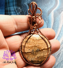 Load image into Gallery viewer, Handmade Picture Jasper Round Copper Wirework Pendant - Protection, Healing, Strength, Energy