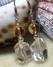 Load image into Gallery viewer, Citrine and Freeform Quartz 925 Silver Drop Hook Earrings