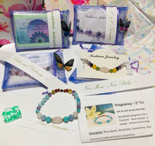 Load image into Gallery viewer, Set of Pregnancy Bracelets (4) in GIFT BOX-  1st, 2nd + 3rd Trimester,  Labor and Delivery, Post Partum / New Mom