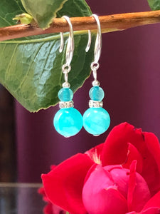 Amazonite Drop Silver Plated Hook Earrings