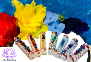 7 Chakra Set - Selenite Sticks - My Holistic Helper II - Root, Sacral, Solar Plexus, Heart, Throat, Third-Eye, Crown